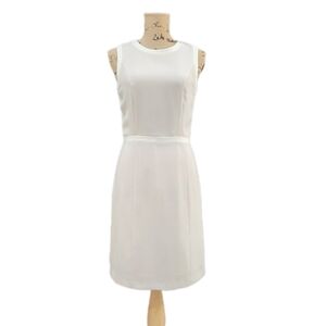 Vintage J. Crew White Sleeveless Sheath Mini Dress,Ecru/White Womens Small